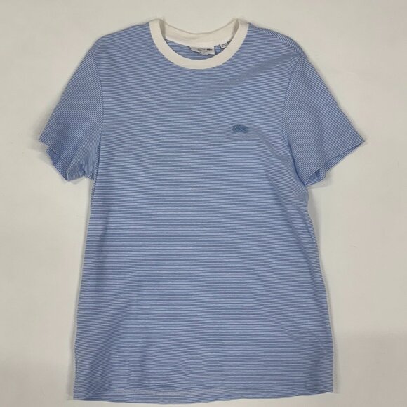 Lacoste Men’s Blue Striped Cotton T-Shirt - Picture 1 of 6